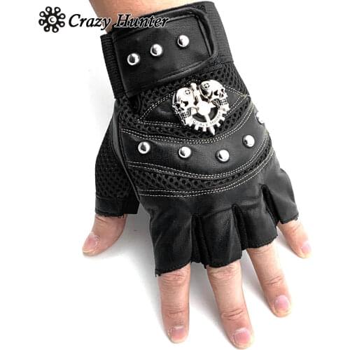 Studded Gothic Gloves Punk Motorcycle Car Driving Gloves Fingerless Mittens