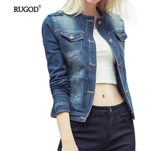 RUGOD 2018 Women Jackets and Coats Elegant Button Design High Elastic Jean Jacket Women Vintage Pocket Long Sleeve Denim Coat