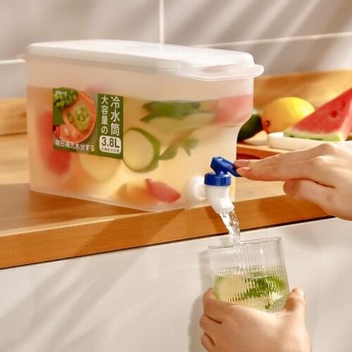 3500ml Summer Cold Water Pitcher Jug With Faucet Home DIY Fruit Tea Cocktail Kettle Heat Resistant Pitcher Party Water Bottle