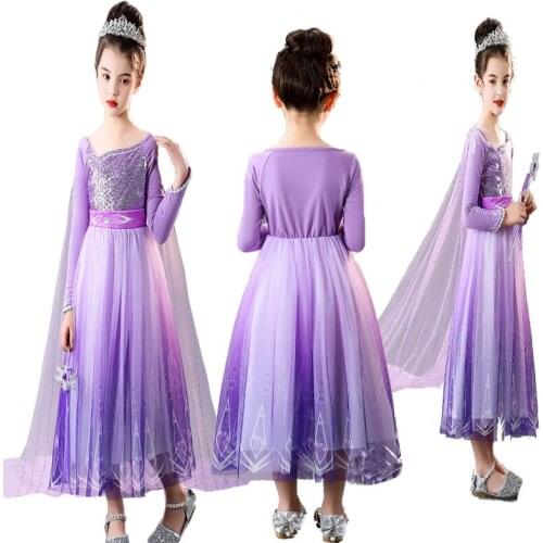 Maleficent Halloween Costume Dress Deluxe Girls Fancy Christmas Purple Glam Gown Tutu Dress Kids Demon Queen Crown Set Clothes