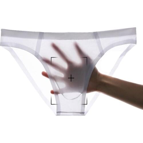 Mens sexy briefs transparent seamless knitted hip tight fitness breathable sweat-absorbent sports underwear Quick dry