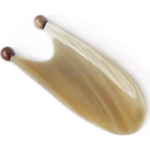 Natural Horn Massager Multifunctional U-Shaped Acupoint Scraping Board Remove Wrinkle Facial Eye Gua Sha Massage Beauty Tool