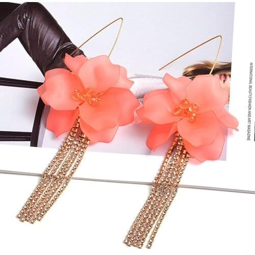 New 2020 crystal floral tassel earrings, high-end trend earrings, Rhinestone dangling earrings, womens banquet jewelry