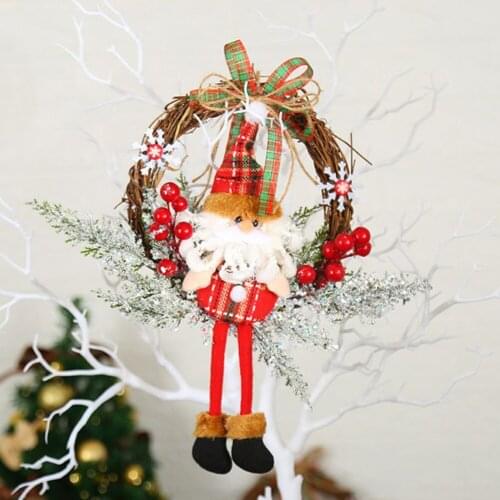Hanging Christmas Flower Wreath Holiday Home Front Door Garland Party Decoration Door Hanging Ornament Garland Decor