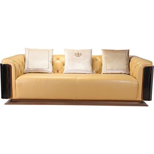 Postmodern light luxury leather solid wood sofa combination Italian net red living room simple luxury large apartment villa