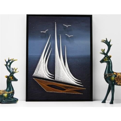 Crafts for Adults DIY Sailing String Painting Handmade Material Package for Wall Painting Living Room Boyfriend Gift Ideas Bored