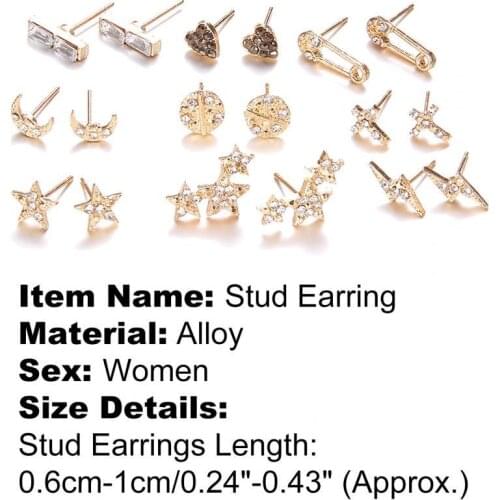 Romantic Beautiful Fashion 9 Pairs Ear Studs Adorable Ear Decoration Alloy Women Geometric Stud Earrings for Birthday Party