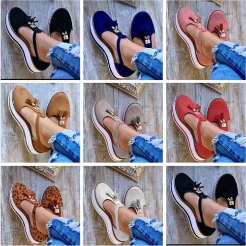 Women Summer Sandals Fashion Buckle Strap Solid Fringe Cover Heel Flat Platform Heel Casual Ladies Plus Sandals Womens Shoes