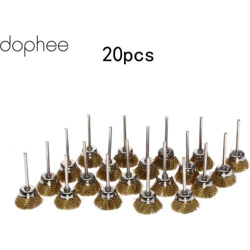 Dophee Dremel Accessories Rotary Brush Dremel Rotary Tools Brass Steel Wire Cup Brush Shank Brushes for Polishing Grinding 20PCS