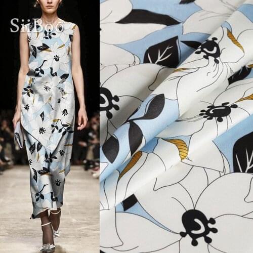 Europe floral printed heavy 20mm satin spandex silk fabric for summer autumn lady dree shirt pants kumaş telas vintage SP5851