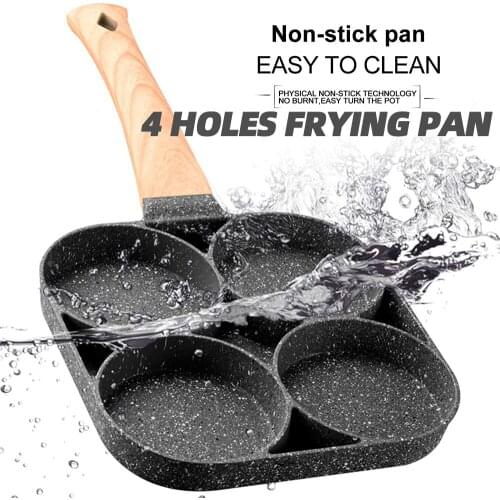 4 Hole Frying Pot Pan Thickened Non-stick Omelet Pot Square Egg Pancake Steak Pan Cooking Egg Ham Pans Breakfast Maker Kitchen