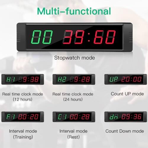 Workouts timer LED Remote Wall Clock Stopwatch Interval Timer Prescise Electronicl Clock with Remote for Gym Fitness Training