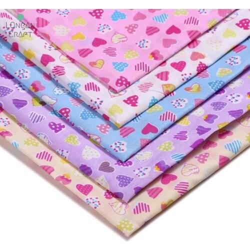 50cm*150cm Cartoon Heart Fabric 100% Polyester Printed Cloth Sewing Fabrics for Patchwork Needlework DIY Handmade Material