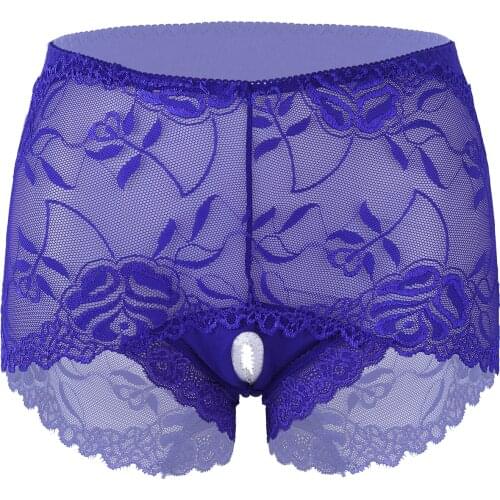 Women Stretchy Cutout Sexy Briefs Underpants Floral Lace See-through Panties Underwear Patchwork Crotchless Lingerie Thongs