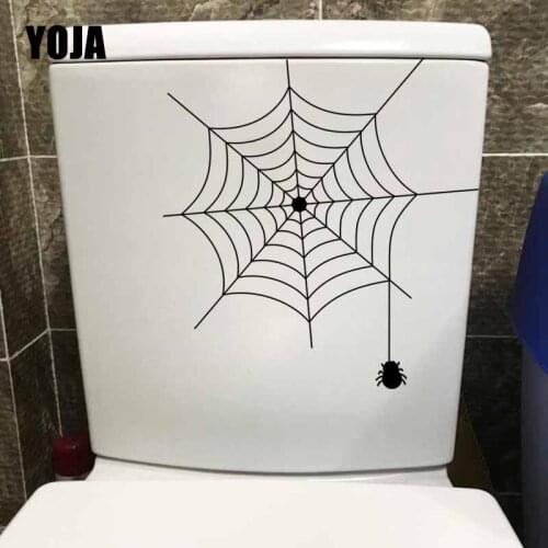 YOJA 22X23CM Funny Spider Web Living Room Home Decor Wall Decal Toilet Sticker Cartoon Pattern T5-1119