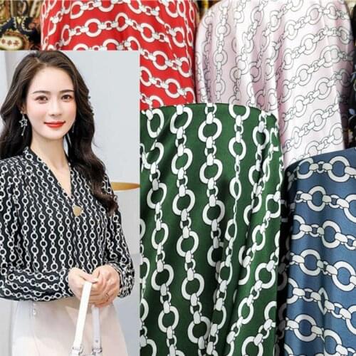 Chain Printed Charmeuse Gloosy Fabric Skirt Silk Scarf hirt Dress Craft Sewing Material