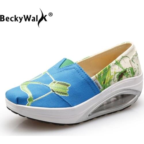 BeckyWalk Spring Women Canvas Shoes Ladies Casual Shoes Women Platform Sneakers Ladies Creepers Breathable Walking Shoes WSH2931