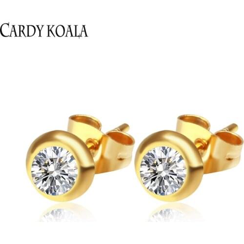 Cardy Koala 6.5mm women earrings high quality stainless steel jewelry vacuum plating gold fashion women accessories best gift