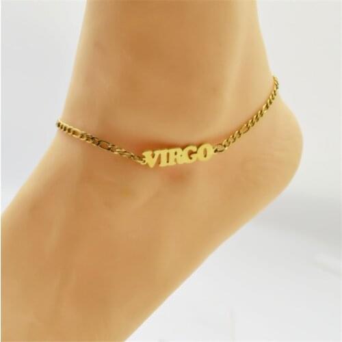 Woman jewelry twelve constellation anklets metal capital letters woman ankle chain girl trend gift