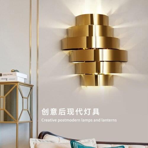 Golden Creative Personality Bedside Small Night Light Postmodern Simple Hotel Villa Corridor Staircase Decorative Wall Lamp