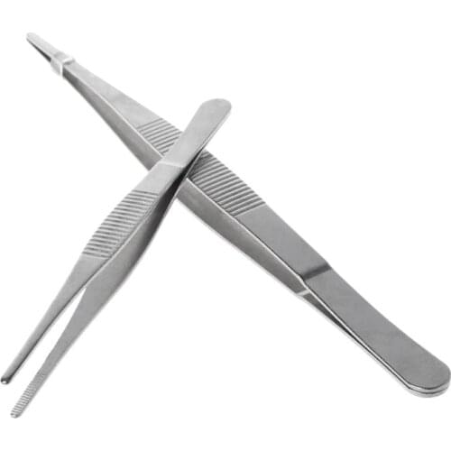 Toothed Tweezers Barbecue Stainless Steel Long Food Tongs Straight Home Tweezer Garden Kitchen BBQ Tool 5 Sizes