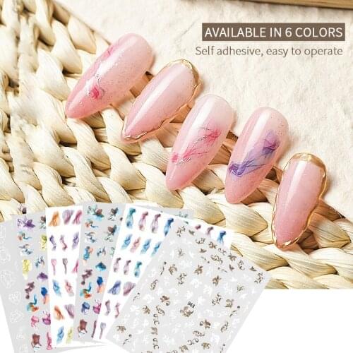 1 Sheet 3D Color Laser Blooming Nail Sticker Nail Accessories Sticker Creative DIY Decorative Nail Stickers Fake Nail Decal Foil