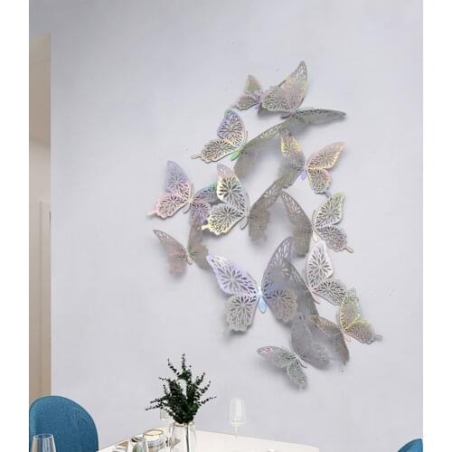 12pcs 3d Hollow-out Butterfly Wall Sticker Beautiful Butterflies Art Decals Home Decor Sticker Wedding Decoration On The Wall 5G