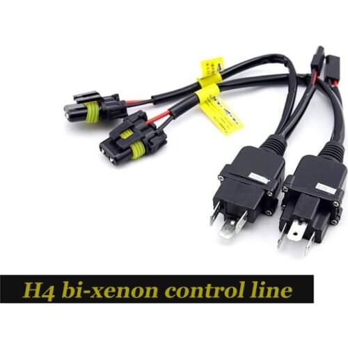 2x H4 Bi-xenon High and low control line Harness Controller Wires Replacement For H4-3 Hi/Low HID Kit Plug and Play