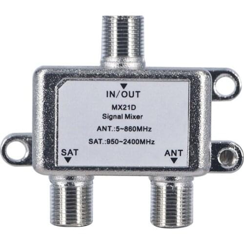 2 In 1 2 Way Satellite Splitter TV Signal Cable TV Signal Mixer SAT/ANT Diplexer Combiner UHF/VHF Separating RF Signals