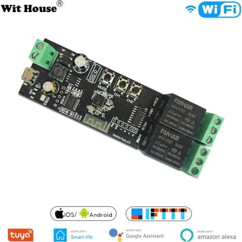 2CH Tuya Switch Wireless WiFi Switch Module Smart life APP Remote Control DIY Smart Home 2Gang Relay work with Alexa Google Home