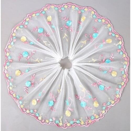 3D Flower Lace Fabric Embroidery Guipure Trim Ribbon Wedding Dress DIY Apparel Sewing Crafts Supplies Wide 21CM