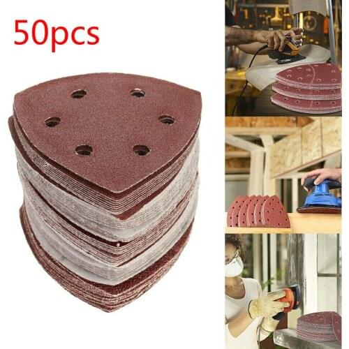50Pcs Sanding Disc 40-180 Grit 6 Holes 90mm Triangle Delta Sanding Paper Hook Loop Sandpaper Disc Abrasive Tools