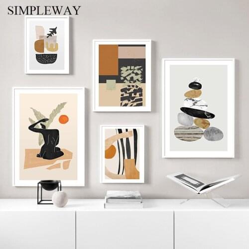 Stone Woman Abstract Artwork Picture Wall Art Canvas Painting Nordic Poster and Print Minimalist Modern Living Room Decoration