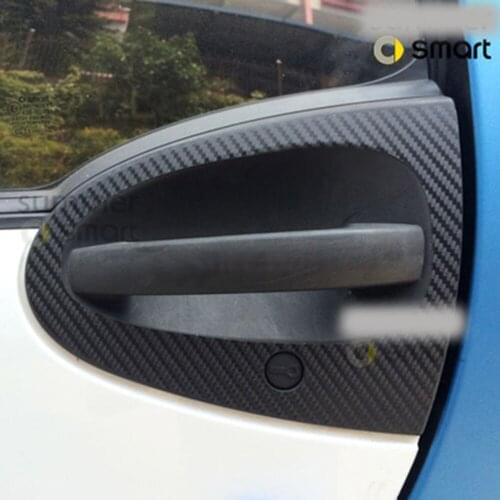 Aliauto 2 x Car-styling Car Accessories Door Handle Decoration Carbon Fiber Protection Sticker Decal for Smart Fortwo Forfour
