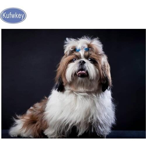 Kufwkey Shih Tzu diamond painting,wall painting dog cross stitch,embroidery for children,pet dog diamond mosaic kits,stickers