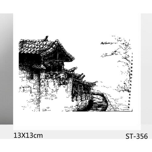 AZSG Ancient Town / House Clear Stamps/Seals For DIY Scrapbooking/Card Making/Album Decorative Silicone Stamp Crafts