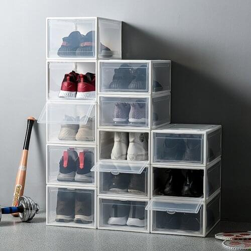 Large Shoes Boxes For Sneakers High Heels Shoes Organizer Rack Storage Boxes Plastic Stackable Storage Drawers