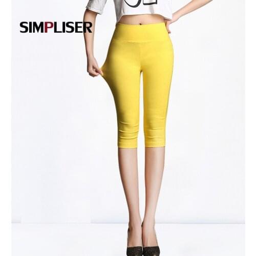 16 Colors Candy Color Capri Pants Womans Leggings Women Summer Knee-length High Waist Stretch Girls Skinny Femme Pantalon