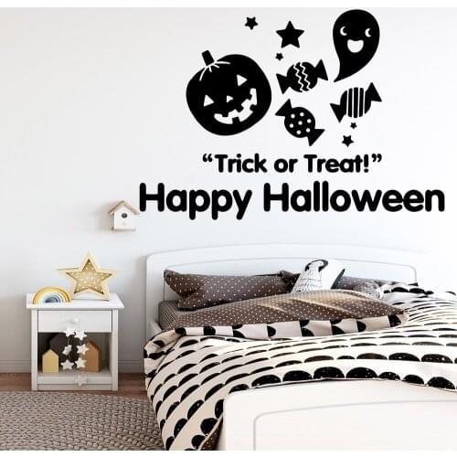 Black Stickers Happy Halloween Wall Art Decal Decoration Fashion Sticker Removable Wall Sticker Diy Home Decoration Accessories