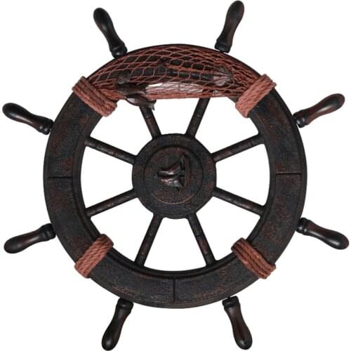 1Pc Creative Rudder Wooden Retro Ship Wheel Wall Decoration (Assorted Color)