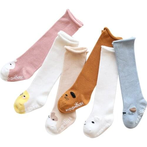 Kids socks newborn autumn and winter new socks baby non-slip knee socks boys girls curling socks cute cartoon animals leg warmer