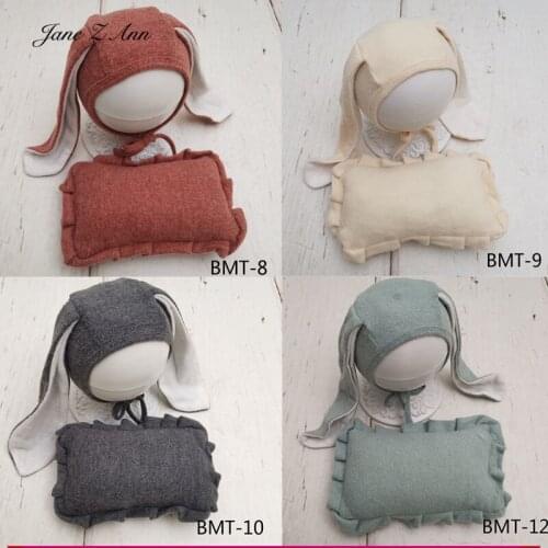 Jane Z Ann Baby rabbit photgraphy Props Hat Pillow Two-Piece Set 3 month Big Ear Hat Childrens Studio Shooting accessories