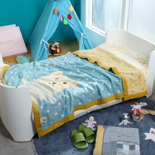 Blanket Cotton Yarn Four Layer Children Blanket 120*150cm Cartoon Quilt Bed Sheet Stitch Blanket Fashion Super Soft Comfortable