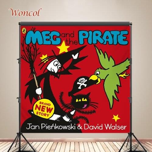 Woncol Meg And Mog Photography Backdrops Birthday Party Photo Backgrounds Witch Cat Owl Cartoon Decor Poster Photo Studio