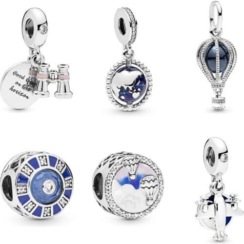 Hot Sale Authentic 925 Sterling Silver 6 Style Blue Ocean Balloon Light Beads Fit Original Bracelet DIY Jewelry Dropshipping