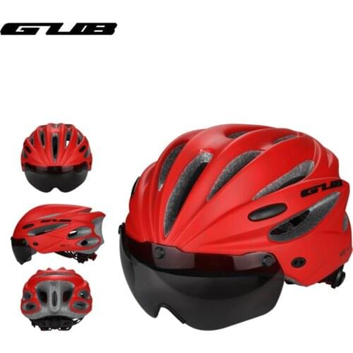 GUB K80 PLUS Cycling Helmets Integrally Molded Bike Ultralight Helmet Breathable Magnet Adsorption Goggle PC EPS 2 Pairs Lenses