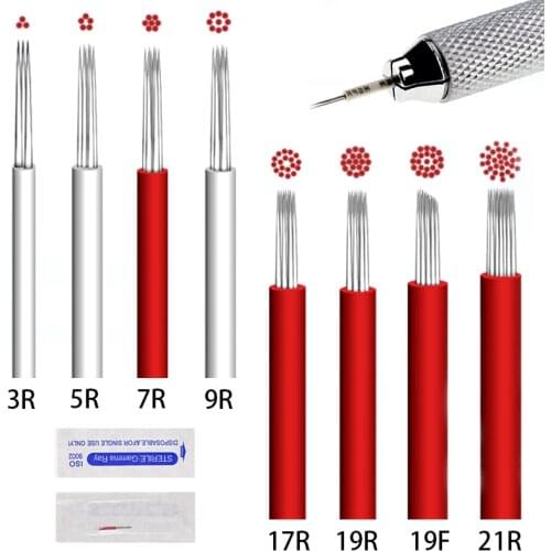 3/5/7/ 9/17/19/21R Microblading Needles manual Pen Permanent Makeup Blade Shading Fog Pen Needle Round Fog Eyebrow Tattoo supply