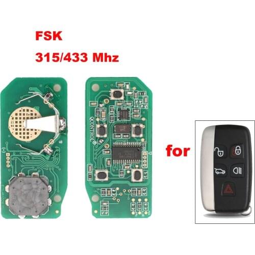 Jingyuqin ASK 315/433MHz Car Remote Key fit Jaguar for Land Rover Discovery 4 Freelander for Range Rover Sport Evoque 5buttons