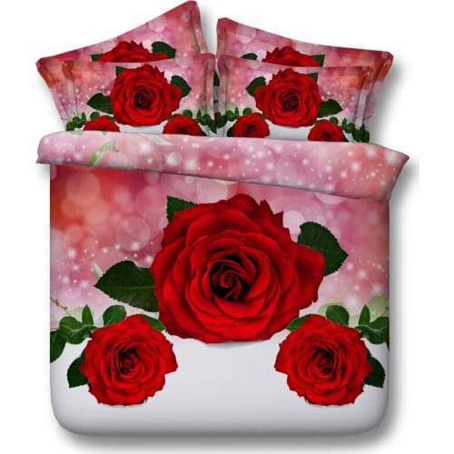 3D Red Rose Bedding set bed cover Queen size duvet covers sheets Roses department store bedspread California King full twin 4pcs