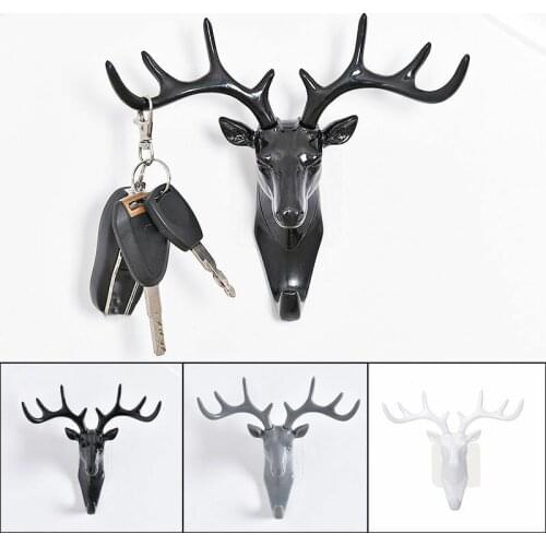 Animal Deer Head Hook Wall Hanger Rack Holder Resin Statues Home Decor